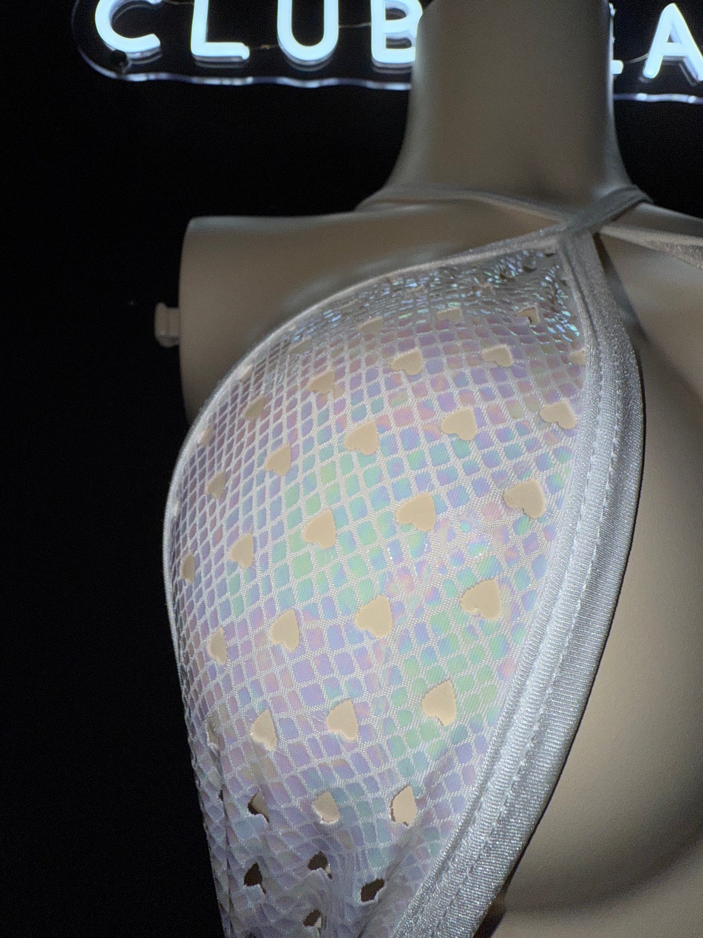 HoleInMyHeart— White Iridescent One Piece Fits S-M