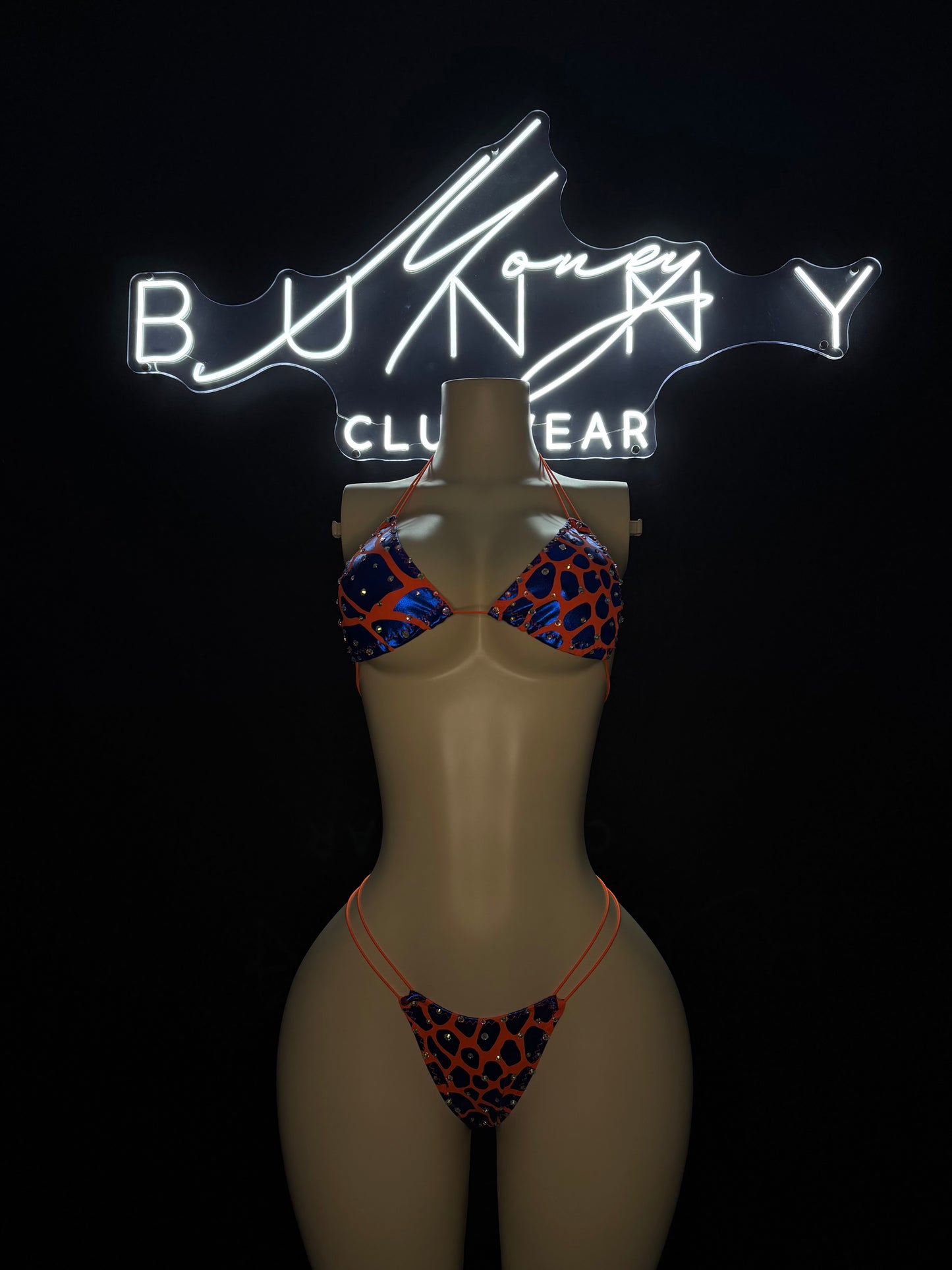 Blue & Orange Animal Print Bikini
