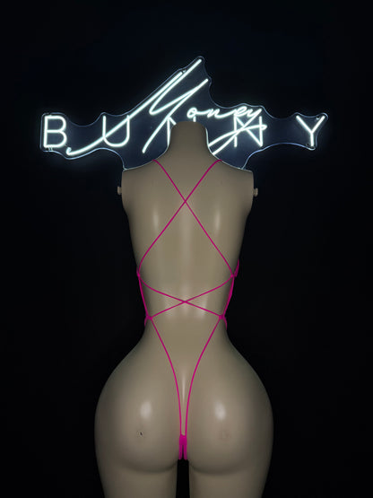 YoursTruly— Pink & Black One Piece Fits S-M