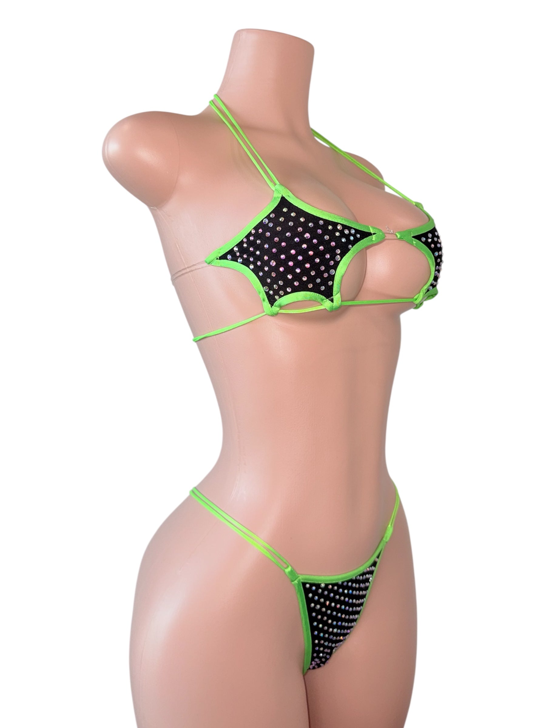 Midnight Money Rhinestone Bikini Set