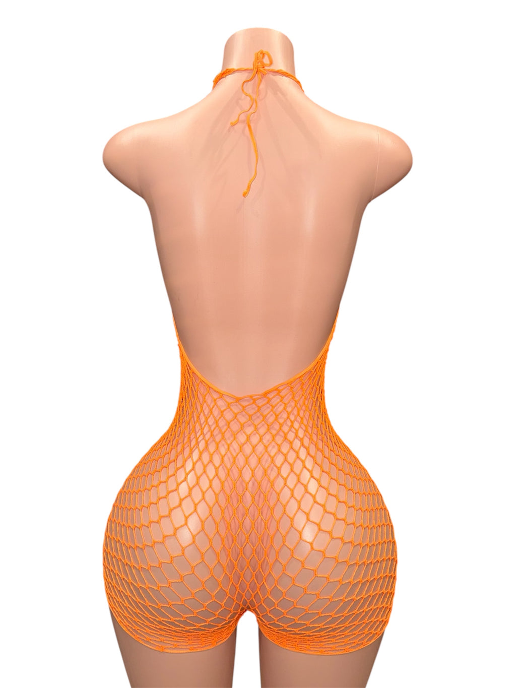 Orange Heatwave Fishnet Romper
