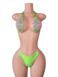 Neon Green Hustle Rhinestone Set
