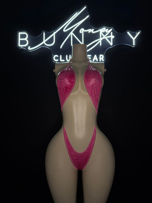 PinkBirkin— Pink Snake Skin One Piece Fits M-L