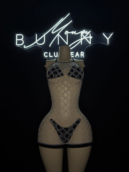 LustTrap— Stocking Romper Bikini Set Fits M