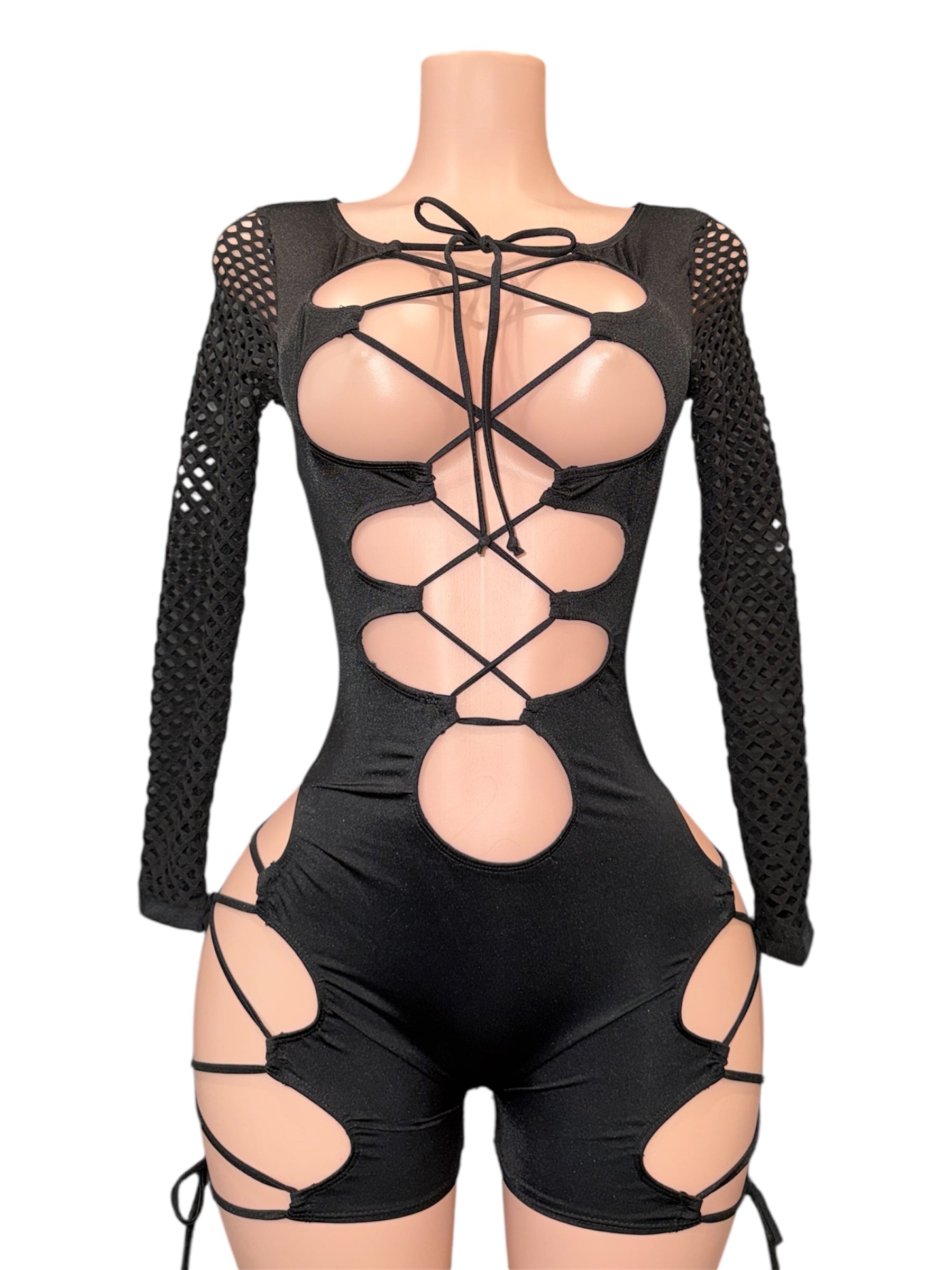 VIP After Hours Lace-Up Romper