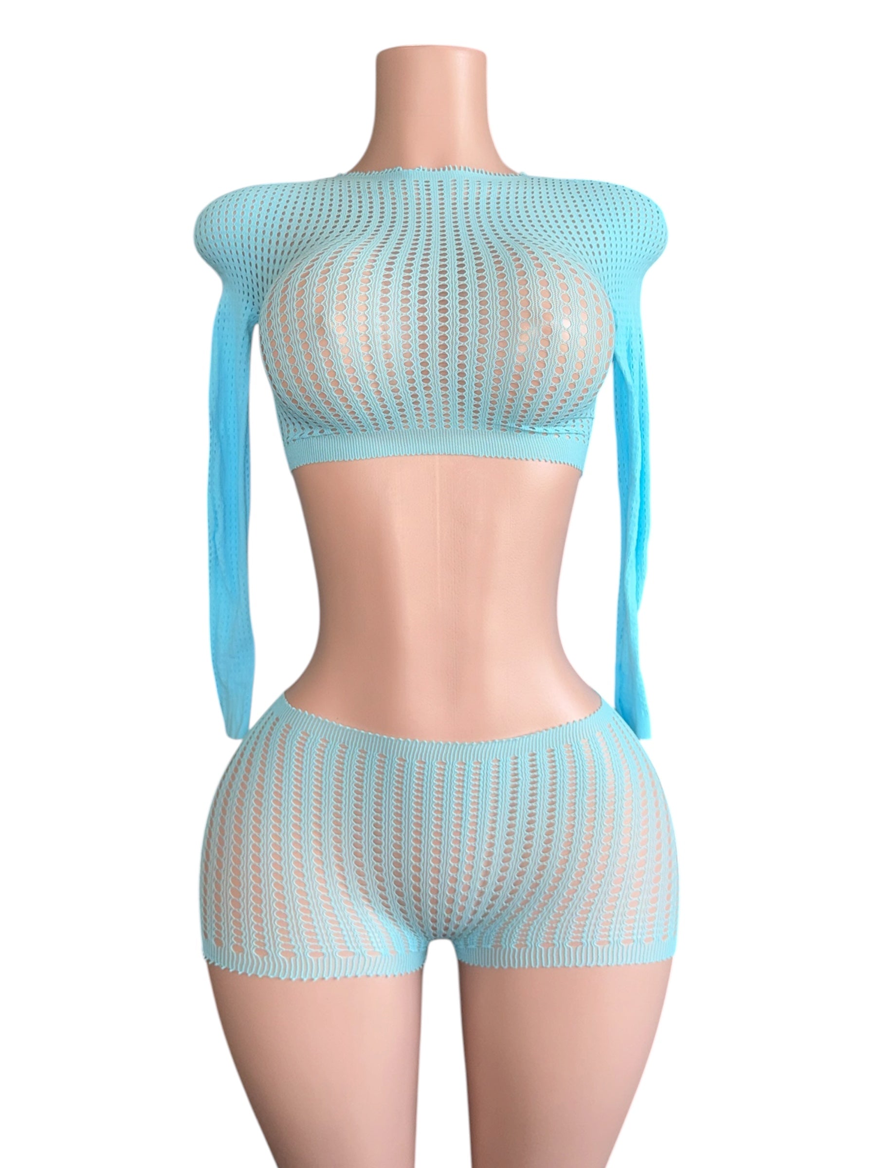 Aqua Temptation Mesh Short Set