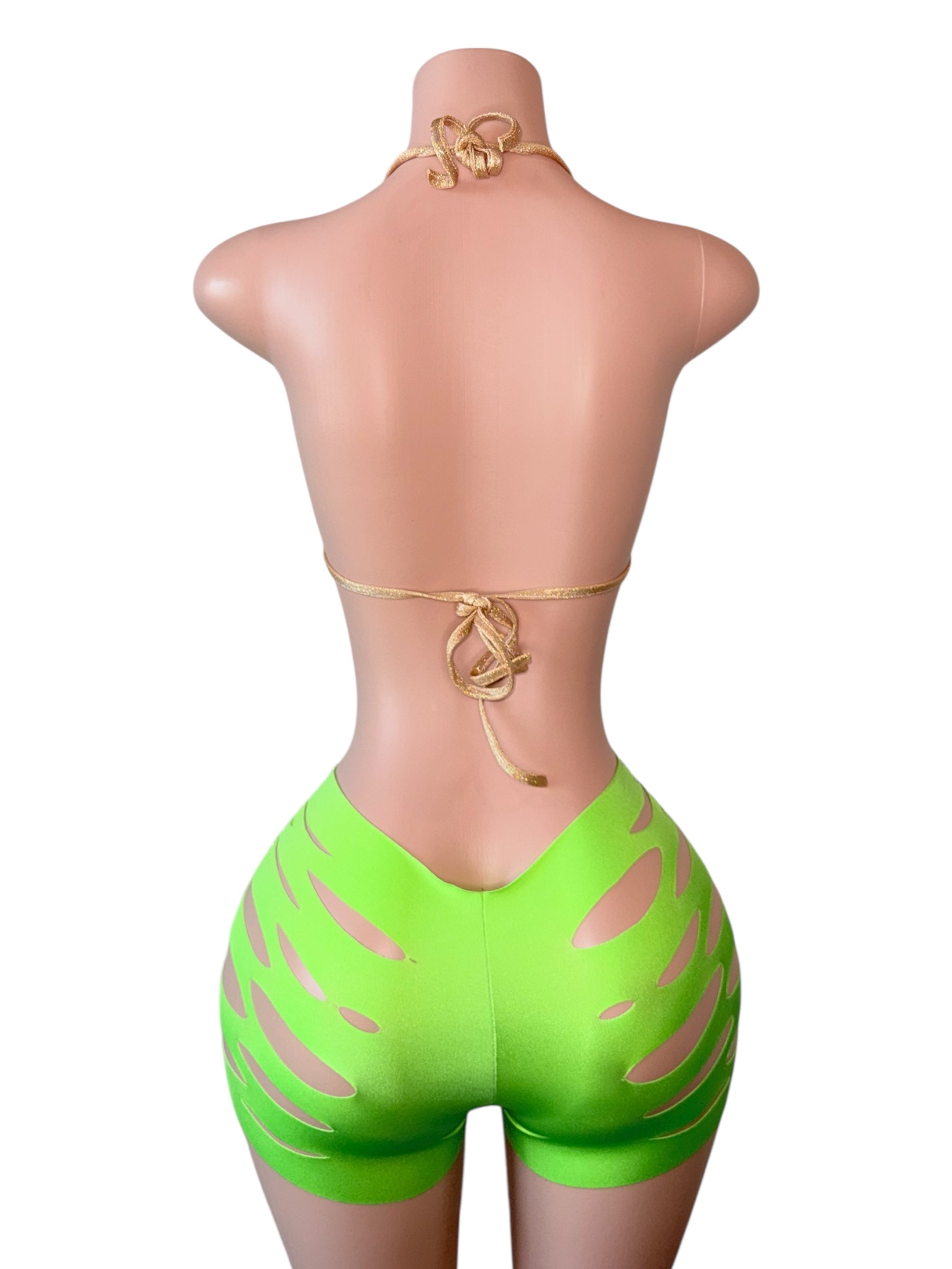 Green Goddess Rhinestone Short Set