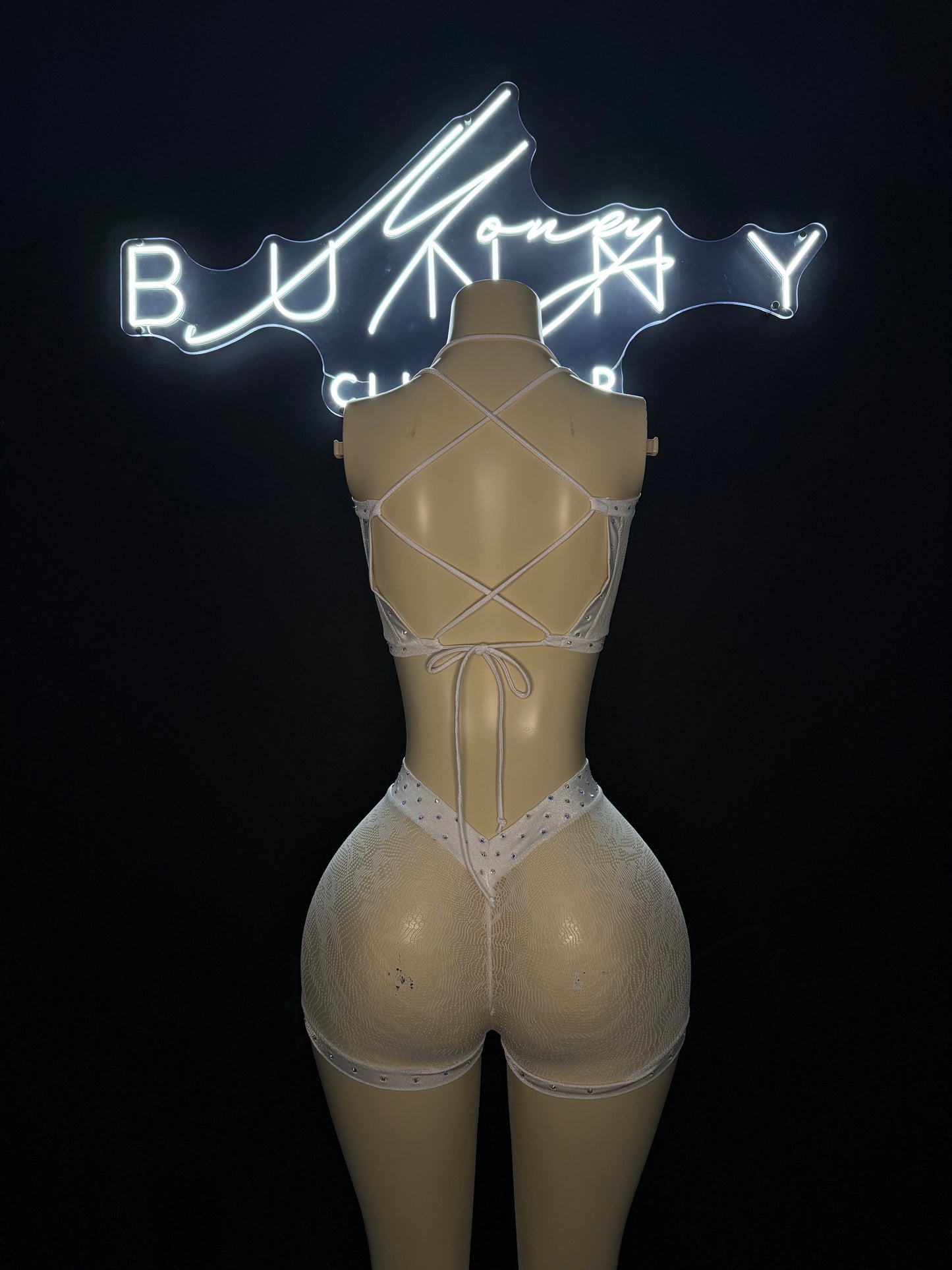 CandyNet—White Stocking Set For Waitresses/ BottleGirls/ Dancers Thong Included Fits M