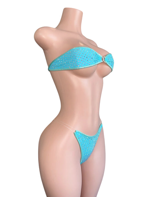 Aqua Luxe Rhinestone Bandeau Bikini