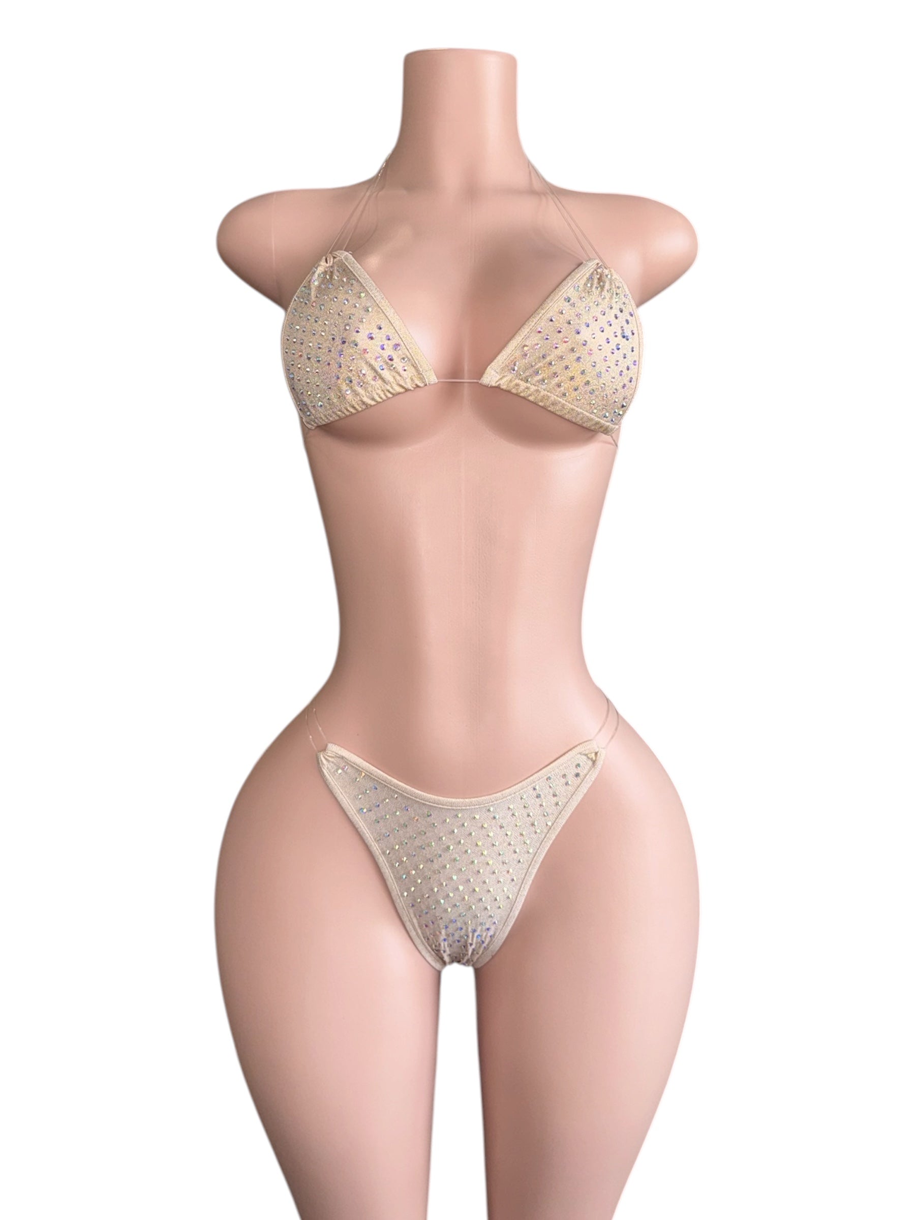 Champagne Drip Rhinestone Bikini