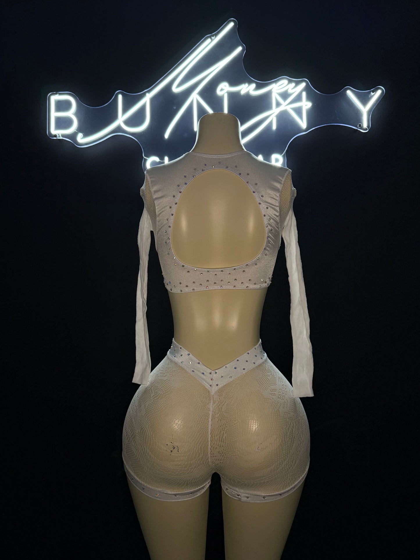 HaloTrap— White Short Set Thong Included For BottleGirl/Waitress/Dancer Fits M-L