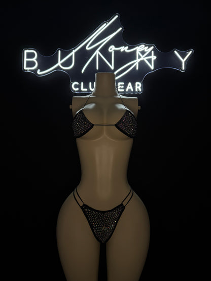 Shimmer— Black Shimmer Bikini Fits S-L