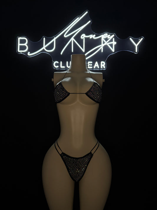 Shimmer— Black Shimmer Bikini Fits S-L