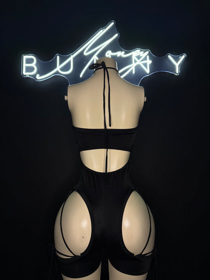 NoirHeat— Black Romper for Bottlegirls Fits M-L