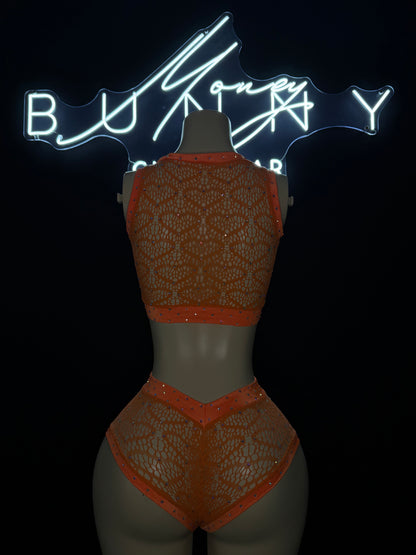 SexMe— Orange Net Two Piece Fits S-L