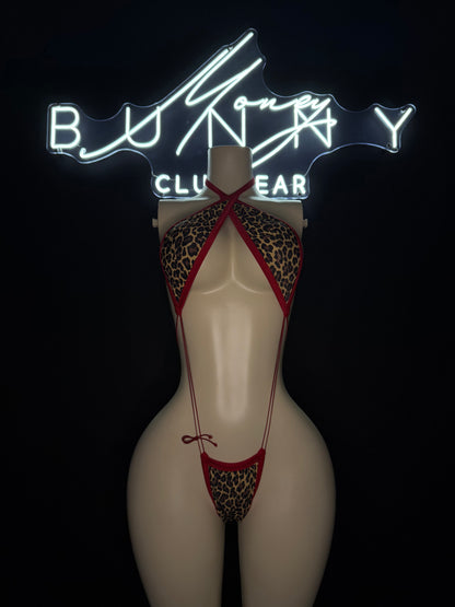 WildCat— Red & Animal Print One Piece Fits S-L