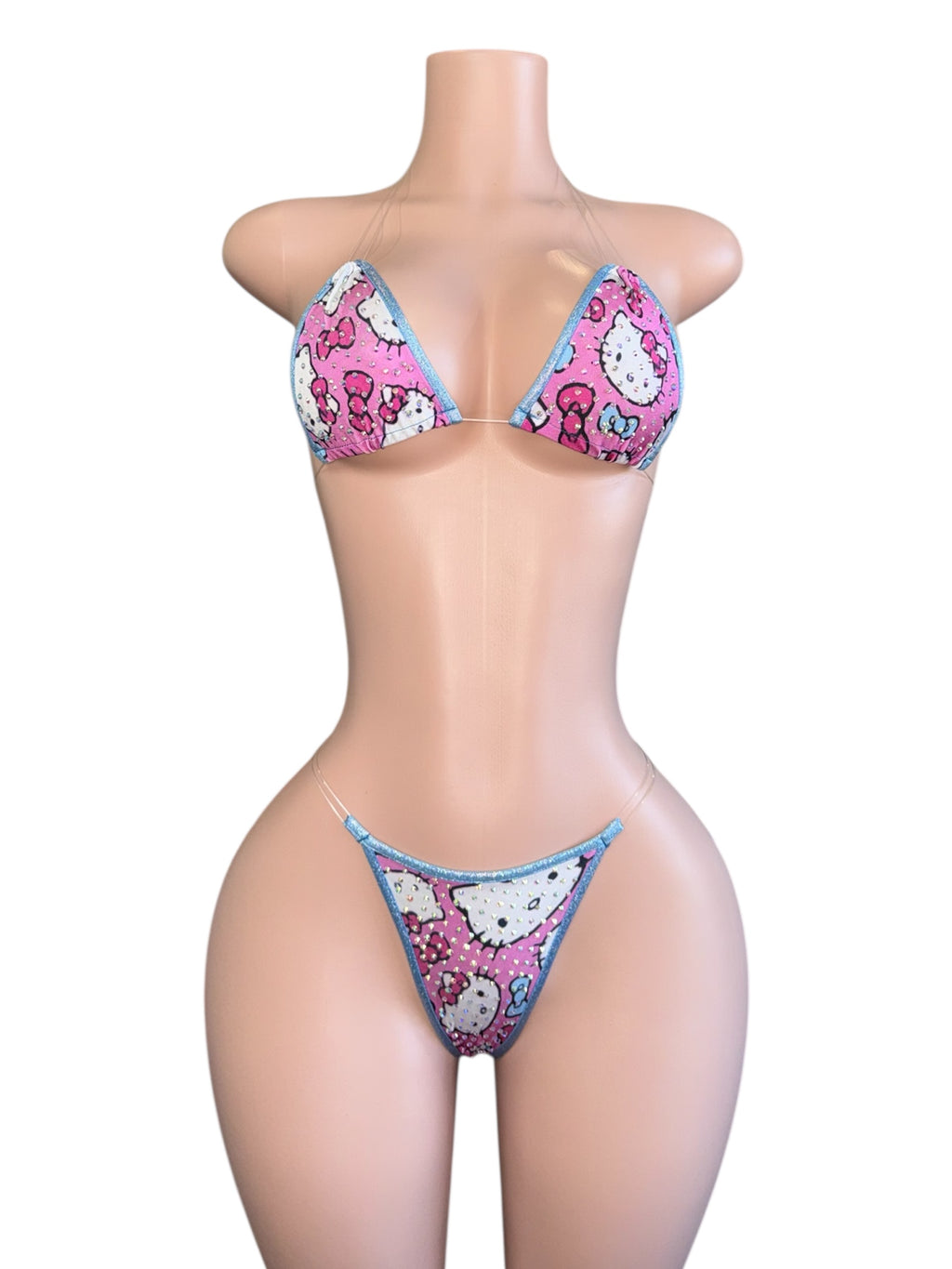 Sweet Kitty Rhinestone Micro Bikini