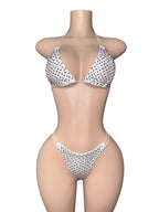 Pink Rhinestone White Bikini