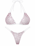 Pink Rhinestone White Bikini