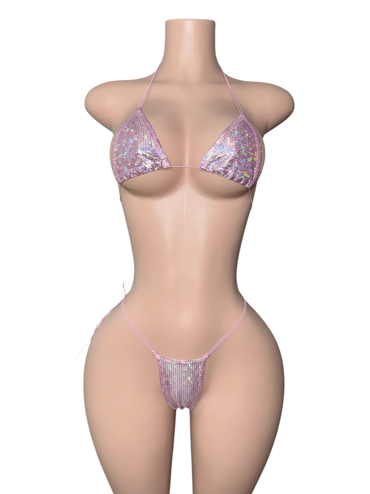 Pink Rhinestone White Bikini